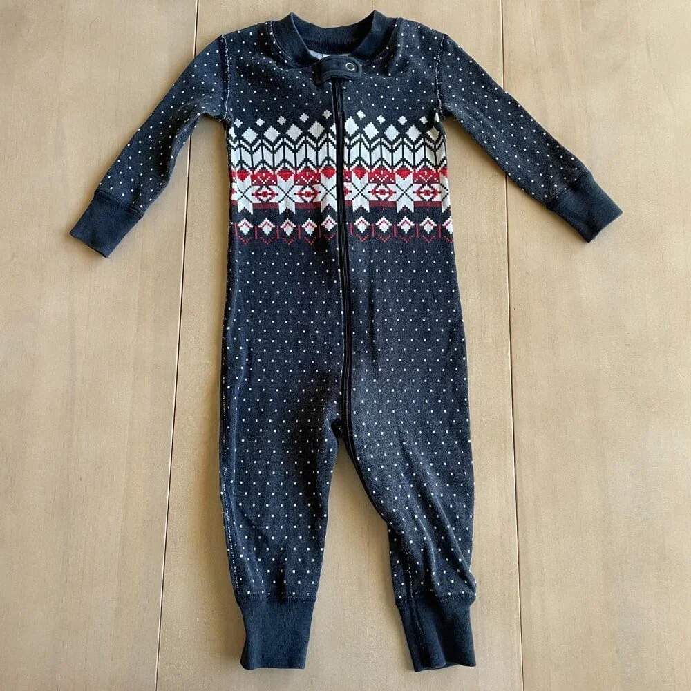 Hanna Andersson Baby Zip Sleeper, Heritage Fairisle‎ In Black - Sz 6-12 Months